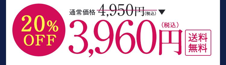 20％OFFを通常価格4,950円から3,960円（税込）で送料無料